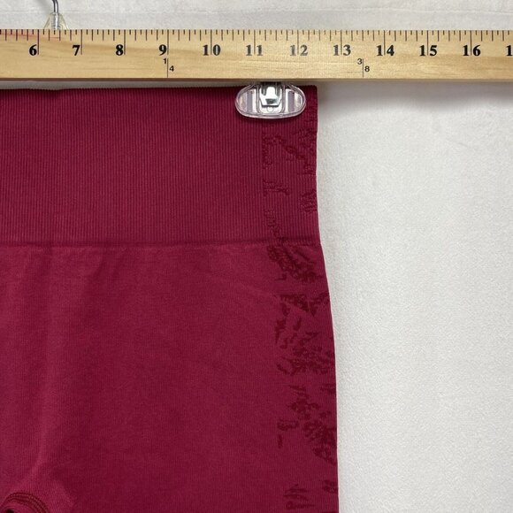 Women Mid-Rise Butt Lift Compression Yoga Leggings Large Red Tummy Control - Picture 4 of 15